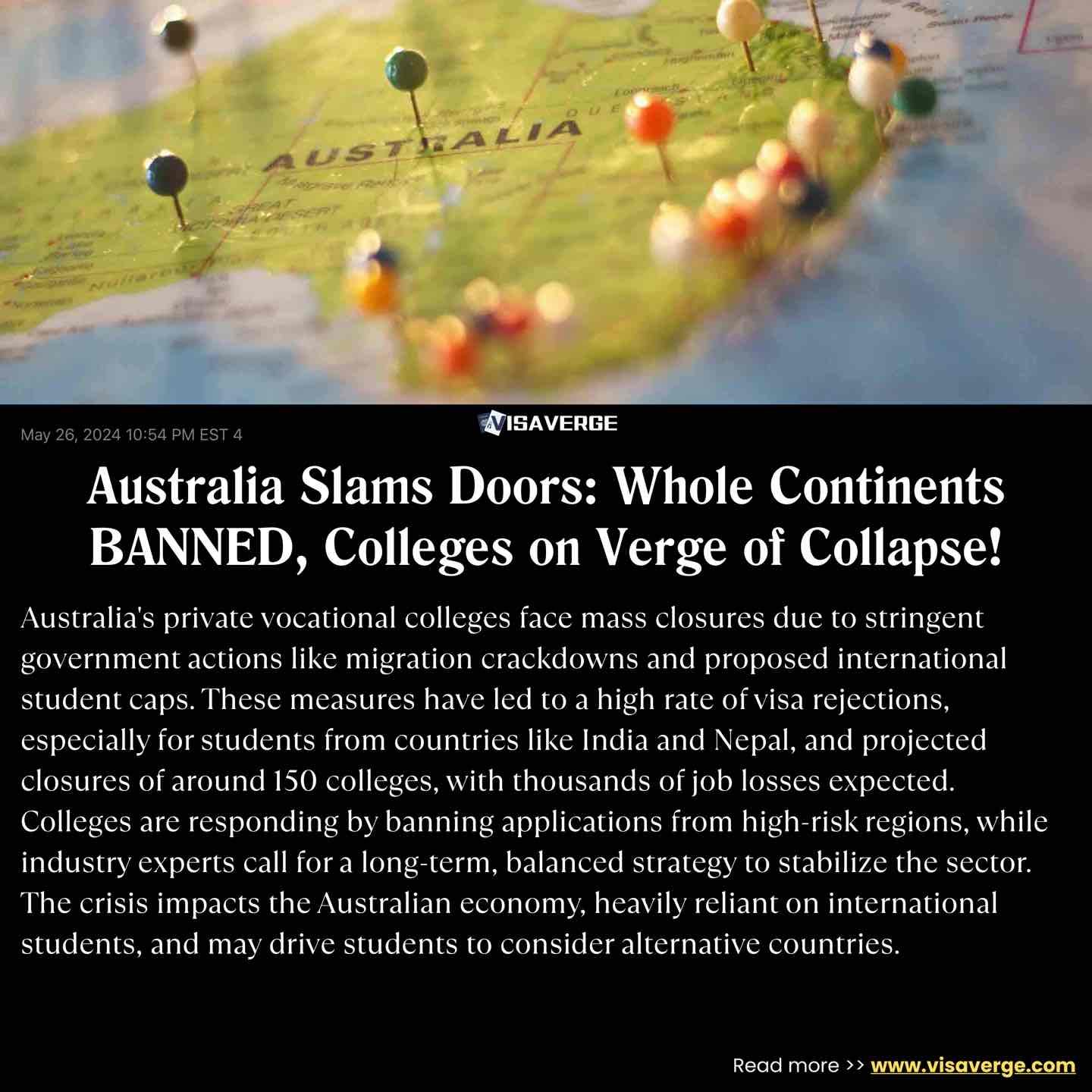 Australia Slams Door on International Students Hopes
